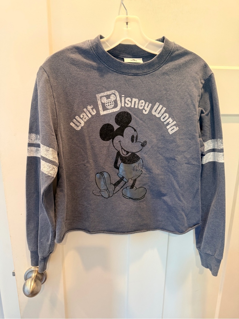 Disney Parks Walt Disney World Mickey Mouse Cropped Sweatshirt XS Blue Gray